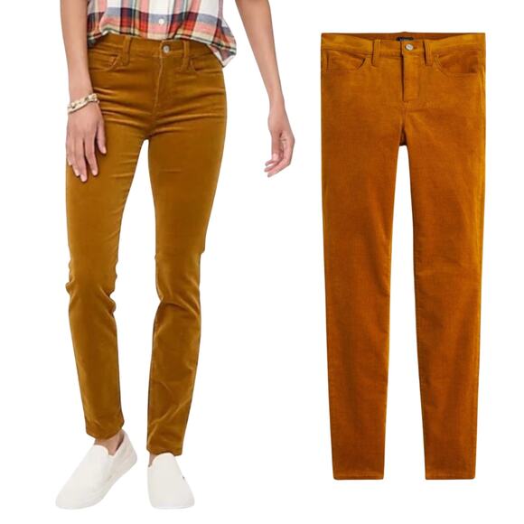 J Crew Mid Rise Skinny Corduroy Pants Golden Brandy Tan Brown Womens size 29 - Picture 1 of 9